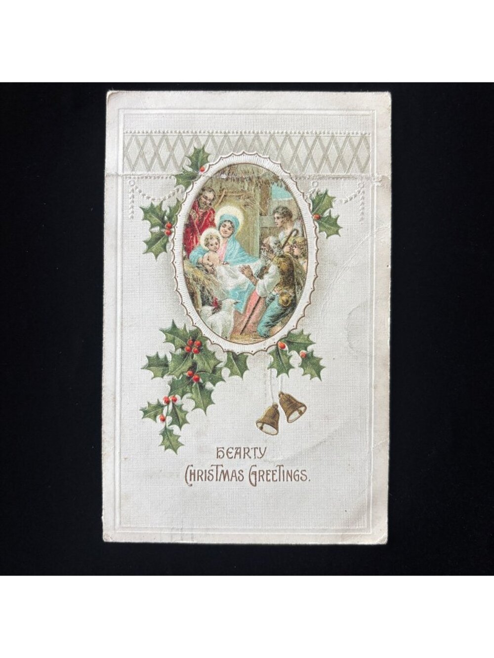 Antique Postcard 1913 Tailor Larsen Nativity Christmas Denmark Wisconsin Danish
